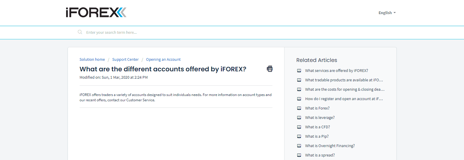 iForex Review account type info missing